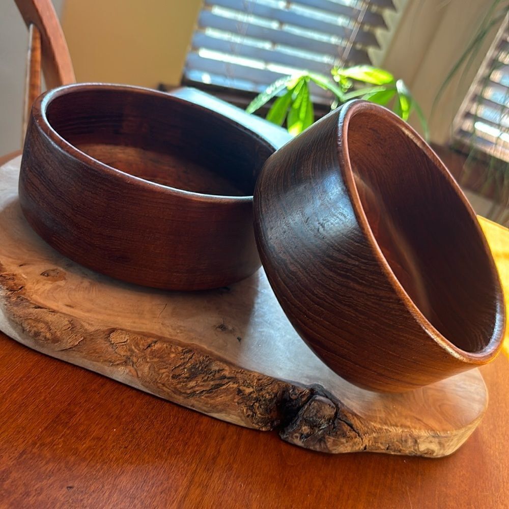 Vintage Good Wood Teak Salad Bowl Set